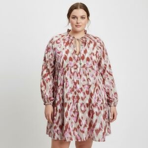 JESSICA SIMPSON Boho Ikat Print Tiered Peasant Dress‎ XL Cotton Flowy Lined NWT